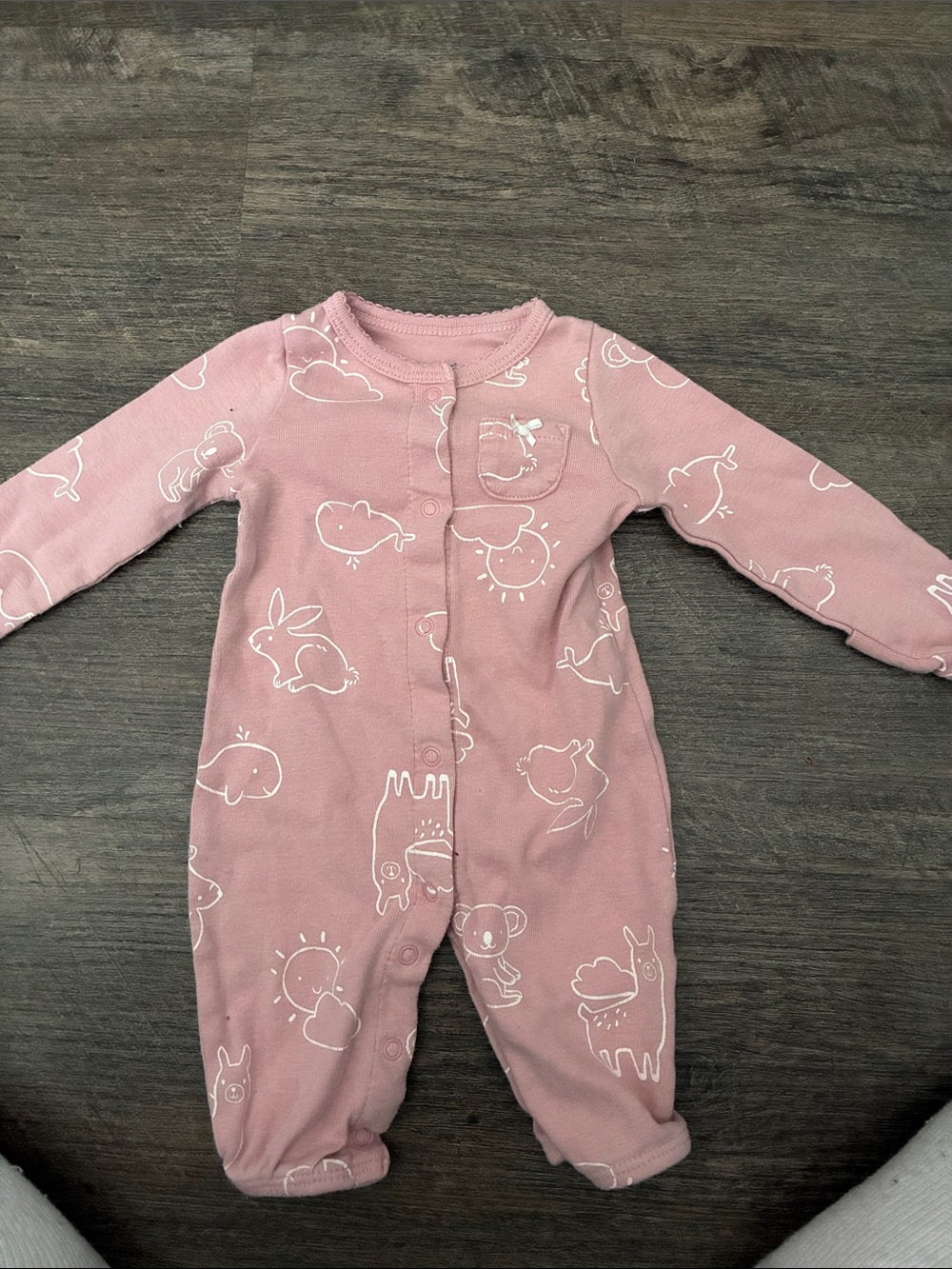 Carter's Dusty Pink Animal-Print Footie One-Piece